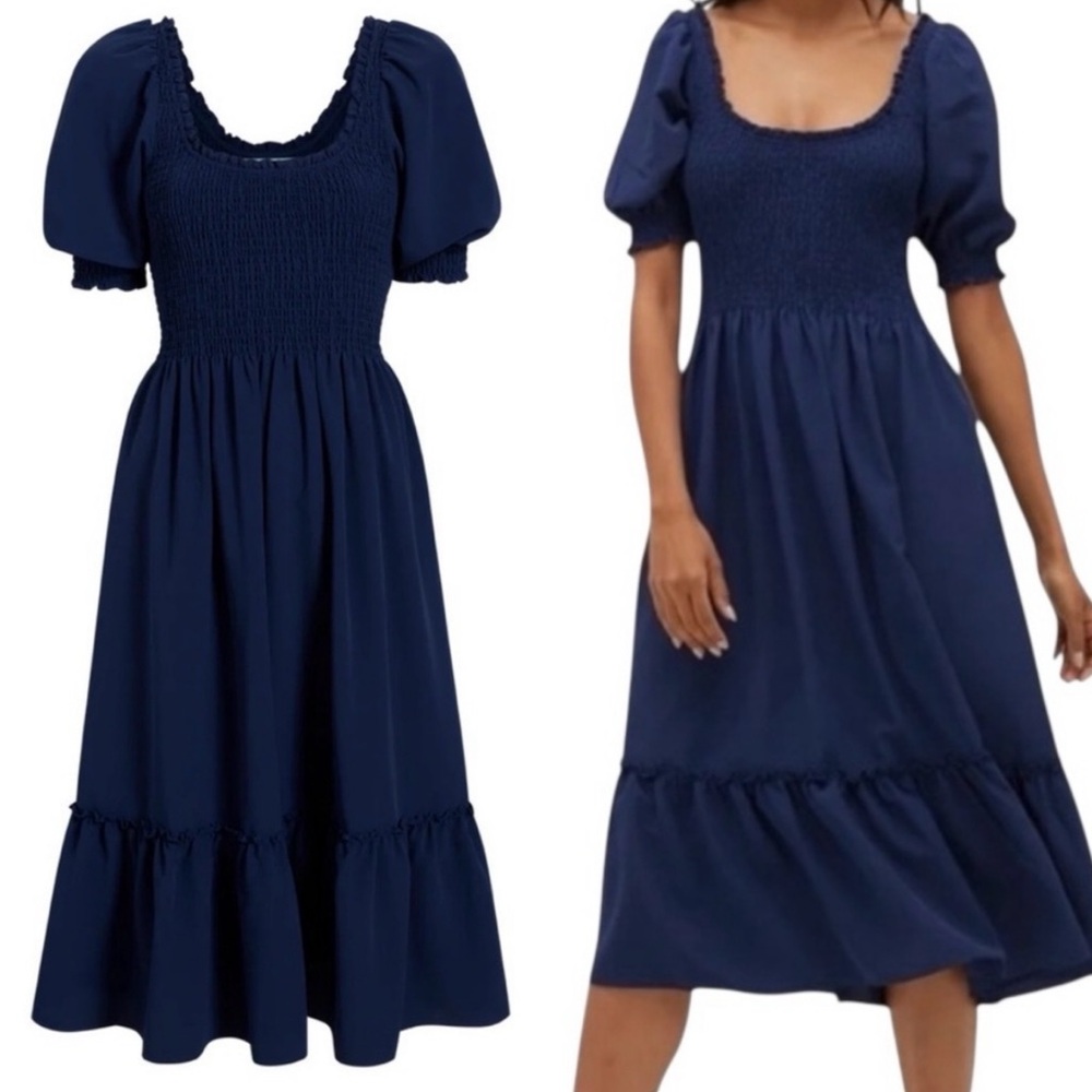 🆕 HILL HOUSE ✨ Louisa The Nap Dress Cotton Navy Blue | Sz M NWT